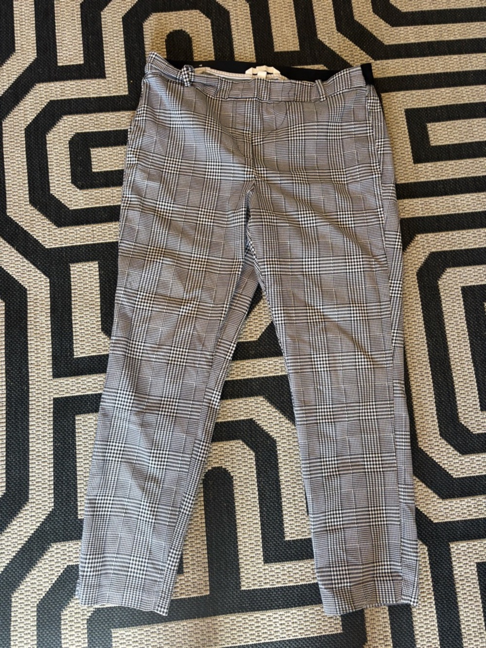 H&M Black & White Glen Plaid Cropped Trousers